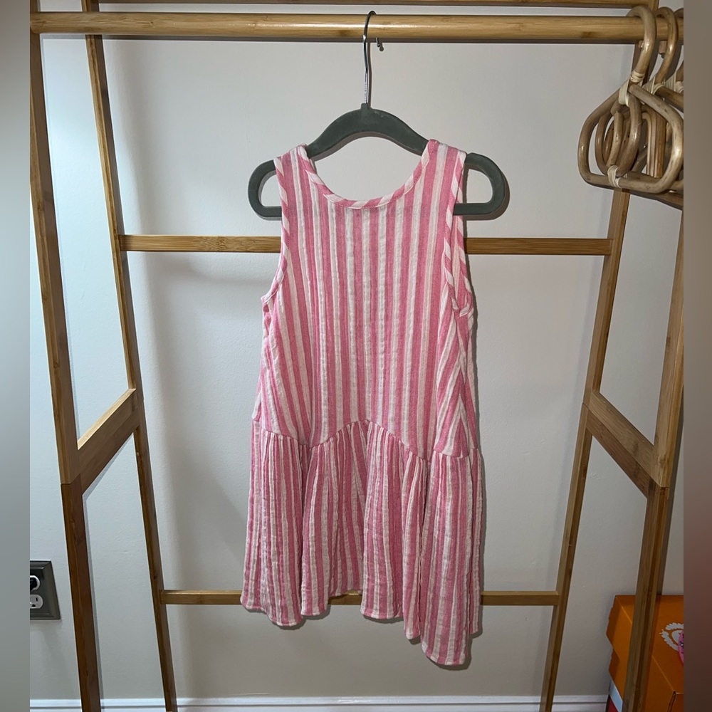 Zara Textured Pink and White Striped Dress Size 4-5T